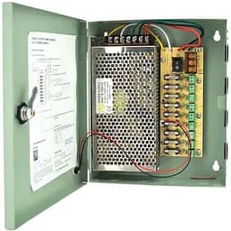 Импульсный блок питания Voltronic 12V-10A/9CH в боксе с замком перфорированный, 9-ти канальный, Q20