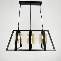 Люстра у трикутній формі корпусу чорного кольору із янтарними плафонами Line.F 11806/3 BK