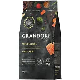 Сухий беззерновий корм для дорослих собак малих порід Grandorf Fresh Salmon & Sweet Potato Adult Dog Mini з лососем та бататом 1 кг