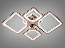 Люстра стельова LED Diasha 8060/2+2CF, 100W, 3200K-6500K, коричневий метал, сучасний стиль для дому - мініатюра 3