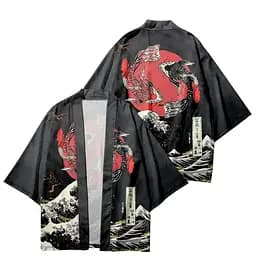 Плащ Хаорі Накидка в японському стилі Карпи коі Koi carp H N KC 02