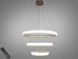 LED-люстра для залу Diasha 583-800+600+400G золото, 3 кільця, 250 Вт, 80 см, до 40 м2