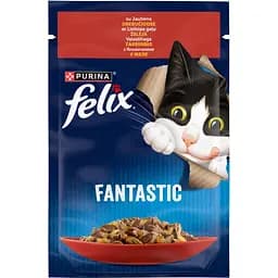 Вологий корм для котів Felix Fantastic з яловичиною в желе 85 г