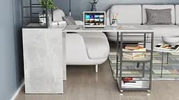 Стіл-тумба трансформер Смарт 3/1 з етажеркою Ferrum-decor 1430x1450x500 Чорний метал ДСП Бетон 16 мм (FRD-105115) - мініатюра 15