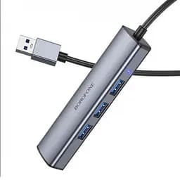Хаб адаптер Borofone DH12 Smart 4-in-1 converter (Usb to Usb3.0x4) кабель 1.2 метра - мініатюра 3