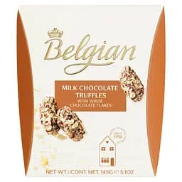 Цукерки The Belgian трюфелі з білого шоколаду в пластівцях 145 г