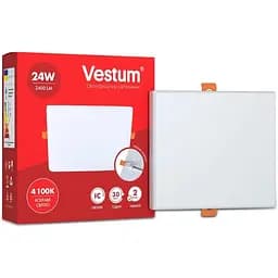 Квадратный светодиодный встраиваемый светильник Vestum «без рамки» 24W 4100K 1-VS-5607