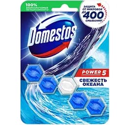 Змінний туалетний блок для унітаза Domestos Power 5 Свіжість океану, 55 г