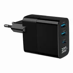 Зарядний пристрій Gembird 2хUSB-A (QC3.0 18W) + 1хType-C (PD20W) LCD black (TA-UC-PDQC30LCD-BK-02) - мініатюра 2