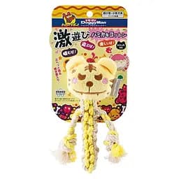 Жевательная игрушка для собак DoggyMan Cotton Tiger 15 см с канатом и пищалкой для активных игр и здоровья зубов