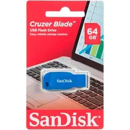 USB флеш накопичувач SanDisk 64GB Cruzer Blade Electric Blue USB 2.0 (SDCZ50C-064G-B35BE) - мініатюра 3