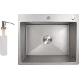 Мийка для кухні Lidz Handmade H6050G інтегрована PVD 3.0/1.0 мм Brushed Grey (LDH6050GPVD43622)