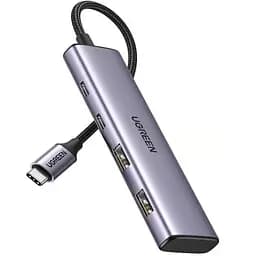 Концентратор Ugreen USB-C to 2xUSB 3.0 + 2xUSB-C CM473 gray (15395)