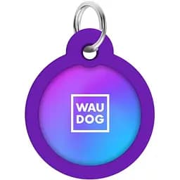 Адресник для собак і котів Waudog Smart ID з QR паспортом Градієнт фіолетовий 25 мм - мініатюра 2