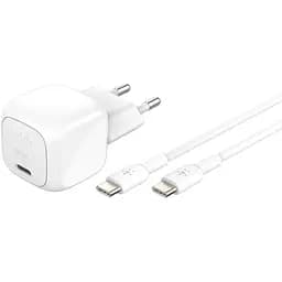 Зарядний пристрій BELKIN 30Вт USB-С PD PPS, кабель USB-С USB-C, 1м, PVC, білий (WCA008KQ1MWH-B6)