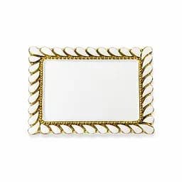 Фарфоровое блюдо Yiwu Tiffany 30.5х20 см прямоугольное сервировочное для закусок фруктов десертов с золотой отделкой ML2024