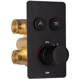 Смеситель для душа Qtap Votice термостатический скрытого монтажа QTVOT6442T105NKB Black Matt