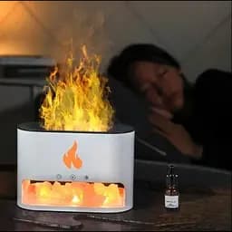 Лампа зволожувач повітря Docsal Flame 3в1 з ультразвуковим зволоженням і соляним камінням Білий - мініатюра 2