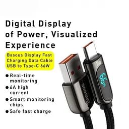 Кабель Baseus Display Fast Charging Cable USB to Type-C 66W 1m CASX020001 Black - мініатюра 3