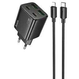 СЗУ Hoco N55 Fundador PD20W four-port (2USB-A/2C) + кабель Type-C to Lightning Black