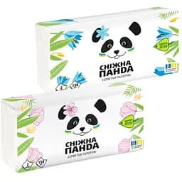 Салфетки бумажные Снежная панда двухслойный дизайн в ассортименте 150 шт.