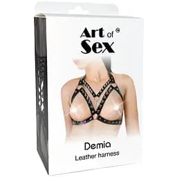 Портупея жіноча з шипами Art of Sex - Demia Leather harness, Чорна, XS-M