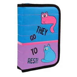 Школьный пенал твердый 1Вересня одинарный с двумя клапанами HP-04 Pink and Blue