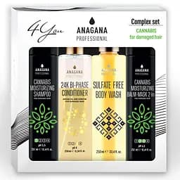Набор 4YOU "Увлажняющий с маслом каннабиса" для тонких поврежденных волос ANAGANA 4х250 мл