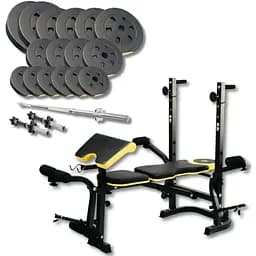 Набор Besport PowerPro 68кг с прямым грифом и скамьей WB-004