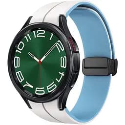 Ремінець для Samsung Galaxy Watch 4 40mm - біло-блакитний ширина кріплення 20мм силікон Watchbands Magnetic (W47-9WB46704673)