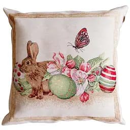 Подушка декоративна Прованс Веснянка Зайчик з писанками й квітами 45х45 см (34272)
