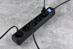 Сетевой фильтр 2E-U05ESM3BK 5XSchuko с выключателем, 3G 1.0мм, 3м, черный - мініатюра 6