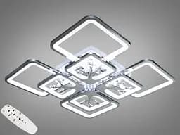 Стельова LED-люстра Diasha 8157/4+4HR 190W, 60x60x12 см, 3 кольори світла, диммер, пульт