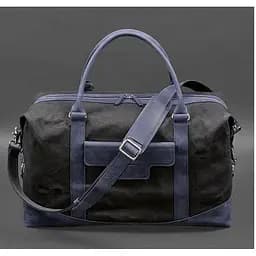 Дорожная сумка из конваса и натуральной кожи Crazy Horse темно-синяя