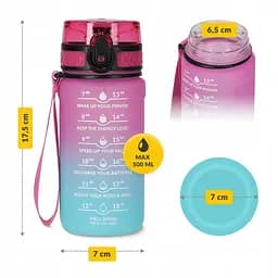 Пляшка для води 4FIZJO спортивна 500 мл 4FJ0628 Pink/Sky Blue (P-5905973400749) - мініатюра 5
