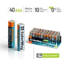 Батарейка ColorWay AAA LR6 Alkaline Power лужні х 40 colour box (CW-BALR03-40CB) - мініатюра 2