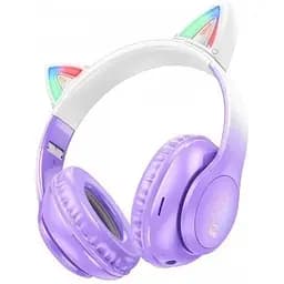 Навушники бездротові Hoco Cat Ears BT Headphones W42 з вушками біло-рожеві - мініатюра 8