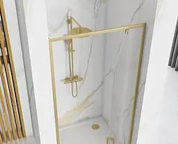 Душові двері Rea Rapid Swing 90 brushed gold REA-K2502, прозорий, золотий - мініатюра 5