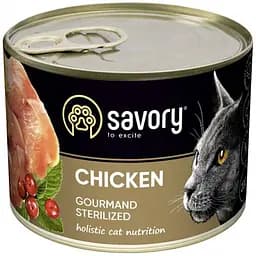 Вологий корм для дорослих стерилізованих котів Savory Cat Can Adult Sterilised з куркою 200 г
