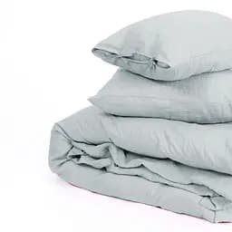 Комплект постільної білизни MirSon Natural Linen Caspian льон полуторний євро сіро-блакитний (2200008248239) - мініатюра 2