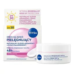 Крем денний живильний для обличчя Nivea SPF30 аргановою олією та гіалуроновою кислотою для сухої шкіри 50 мл