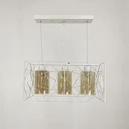 Світильник Лофт у білому корпусі на 3 янтарних плафони | Арт. 12120/3 WT+AM | Line F