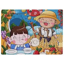 Детский деревянный пазл-вкладыш На даче у деда MD 1343-10, 12 элементов 15 х 11 х 0,4 см