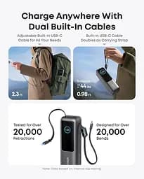 Портативний зарядний пристрій 25000 mAh 165W PD Built-In Double USB-C Cables Black Anker teh0027059 - мініатюра 2
