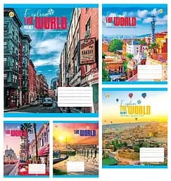 Тетради ученические 96 листов клетка Твердая Город, 10 шт. в упаковке