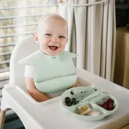 Тарілка  BabyOno на три секції силіконова з присоскою зелена (1482/03) - мініатюра 4