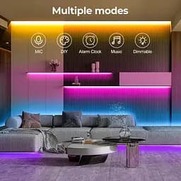 LUXONIC 16.4FT 5M Неонова світлодіодна стрічка, RGB світлодіодна стрічка, Bluetooth Гнучкий силіконовий неон з APP/пилемним - мініатюра 6