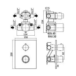 Термостат для душу на 2 споживача Paffoni Light chrome LIQ518CR, Хром - мініатюра 2