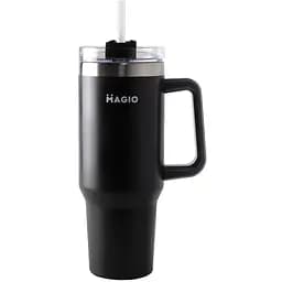 Термокружка с соломинкой MAGIO MG-1087 вакуумные стенки 1200 мл черная