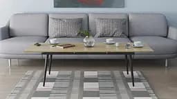 Стіл журнальний трансформер Dandi Small Ferrum-decor 45x120(160)x70 Чорний метал ДСП Дуб Сонома 16 мм (FRD-106796) - мініатюра 2